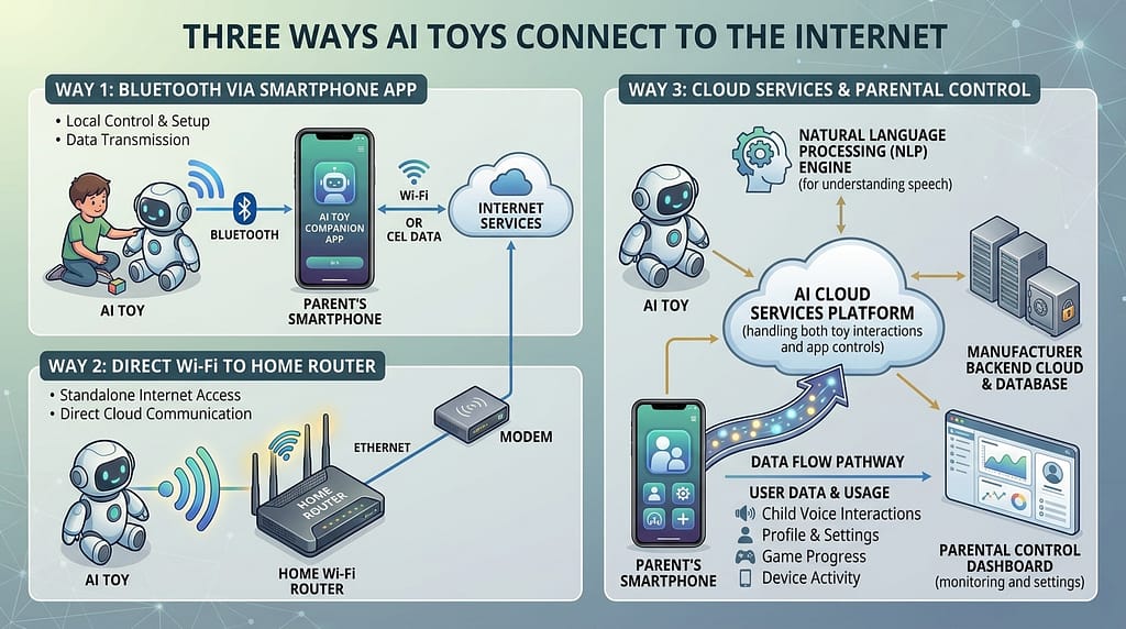 Three ways AI Toys connect to the Internet